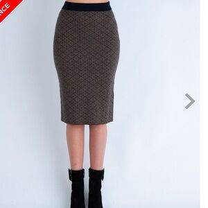 MaxMara Brown and Black Midi Skirt